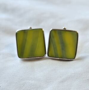 Green and Gray Square Cufflinks
